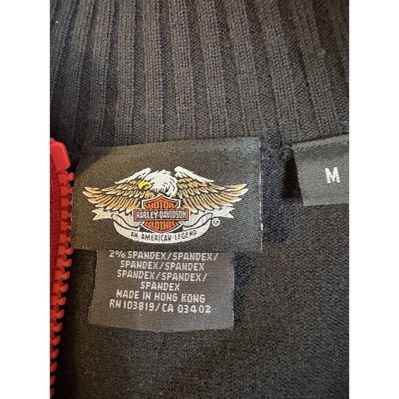 Harley Davidson Women’s Black & Red Ribbed Full Zip Up Sweater Size Medium - Picture 6 of 7